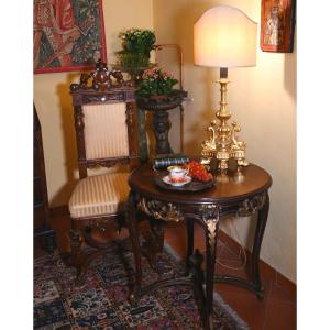 Tavolino da centro in legno ebanizzato e laccature in oro – Sec. XIX-