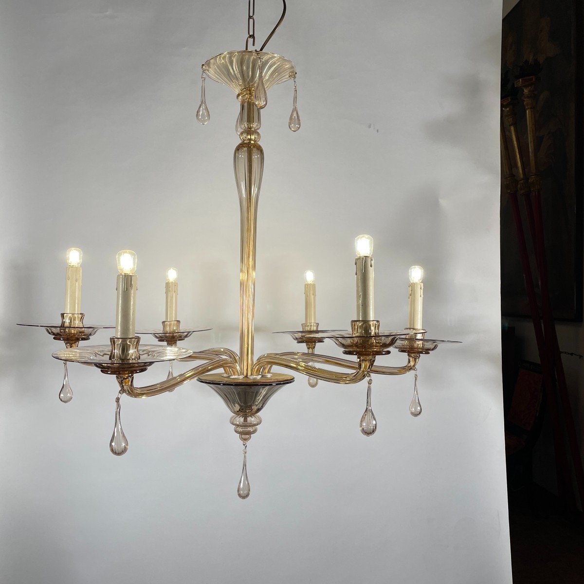 Lampadario Veneziano In Vetro Soffiato Anni Venti-photo-7