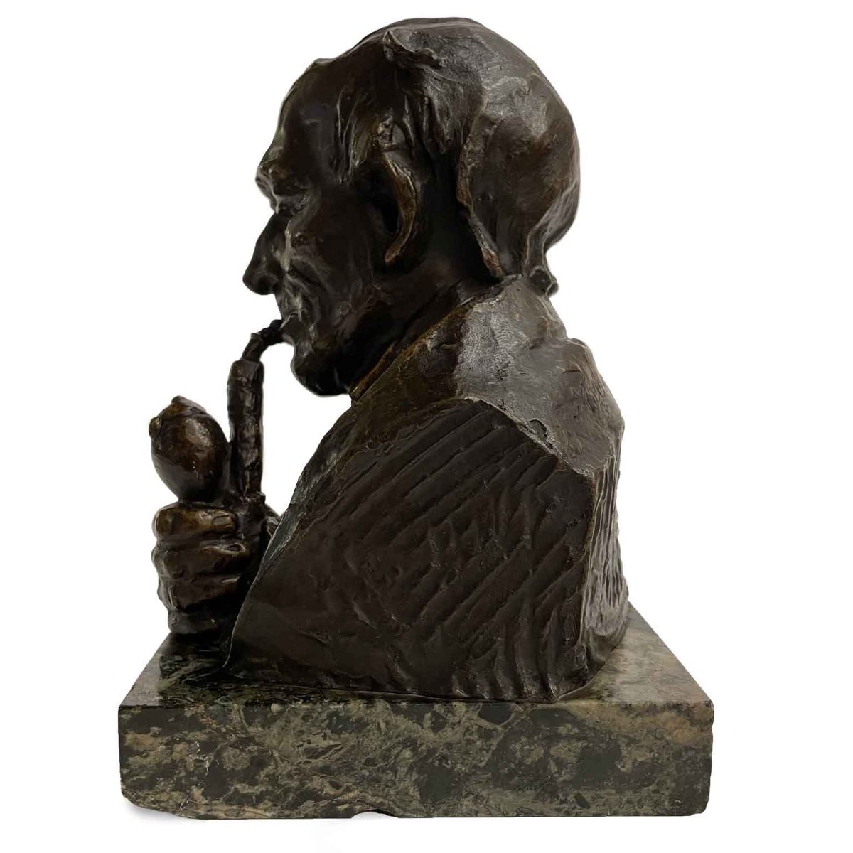 Hans Muller Busto d’Uomo con Pipa fine 1800-photo-3