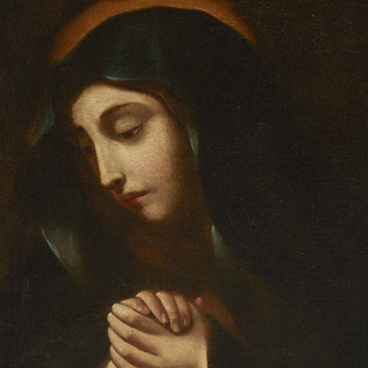 Maria Addolorata Dipinto Religioso Italiano Del 1700 Olio Su Tela-photo-2