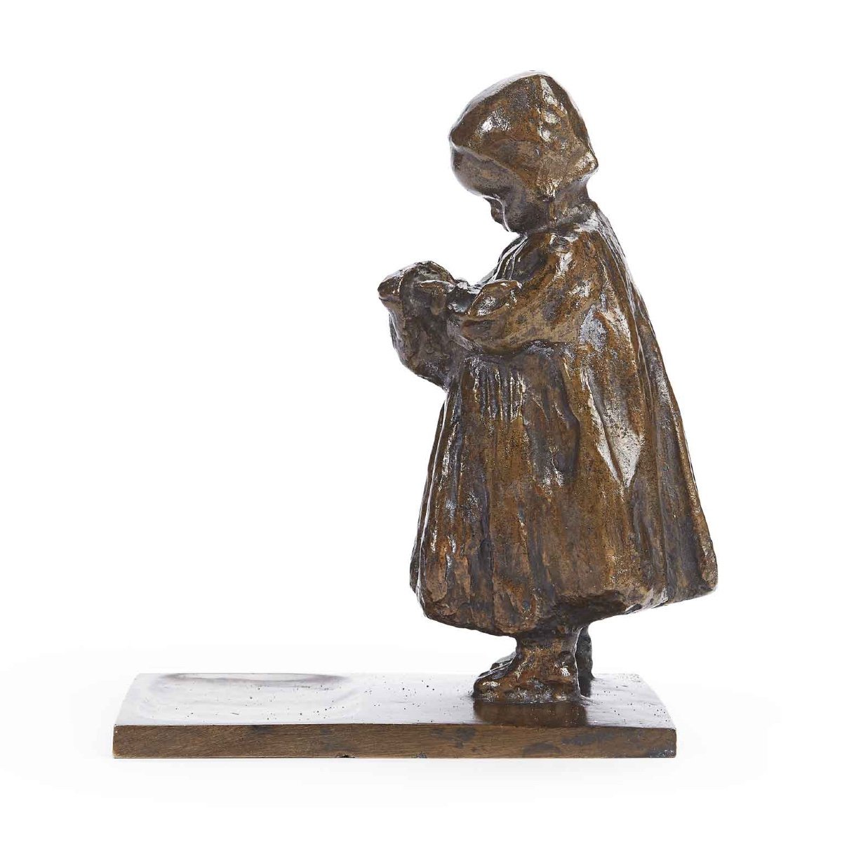 Pellini Eugenio Nives Figura di Bambina in Bronzo Inizio 1900-photo-2