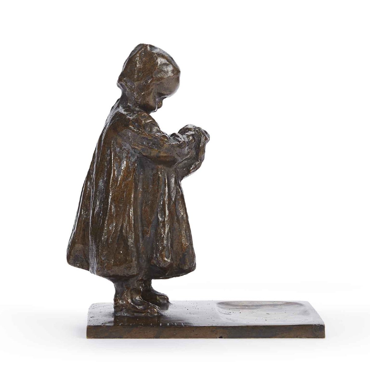 Pellini Eugenio Nives Figura di Bambina in Bronzo Inizio 1900-photo-4