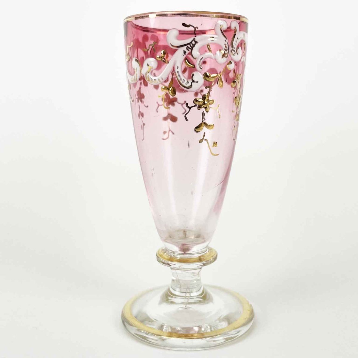 Servizio da Liquore in Metallo Dorato con Vaso Porta Fiori Fine 1800-photo-6