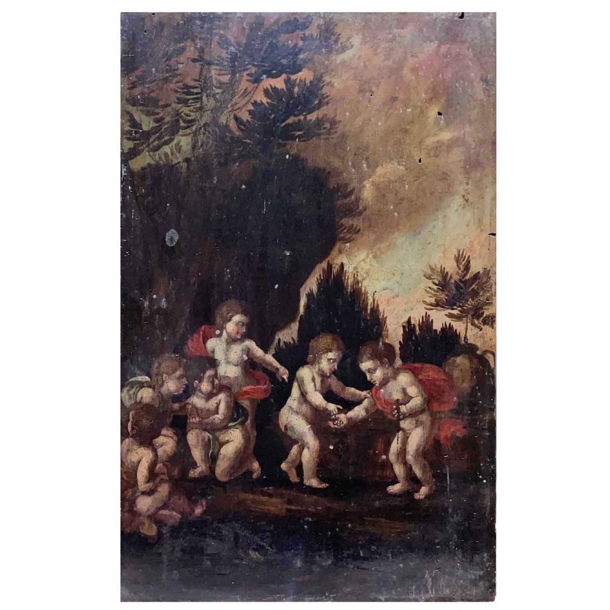 Coppia di Paesaggi con Putti-photo-2