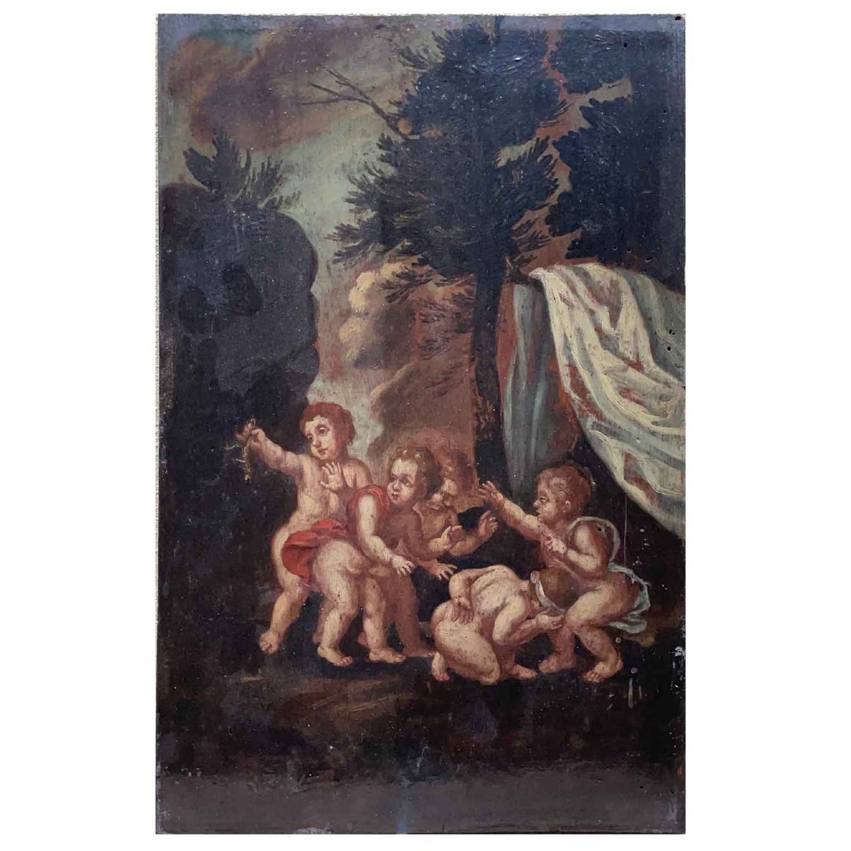 Coppia di Paesaggi con Putti-photo-3