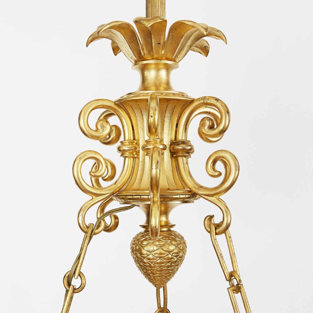 Lampadario Stile Impero in Bronzo Dorato con Putti 1950 circa-photo-4