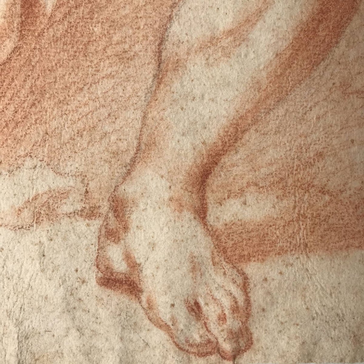 Coppia di Disegni a Sanguigna con Studi di Nudo Maschile XVIII Secolo-photo-2