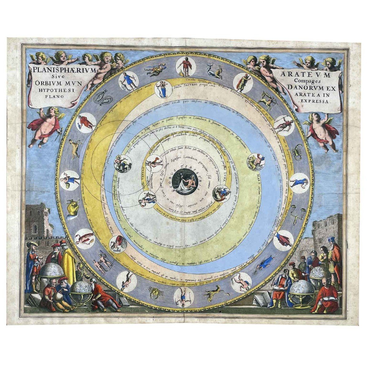 Cellarius Andreas Coppia di Mappe Celesti Acquarellate XVIII Secolo-photo-4