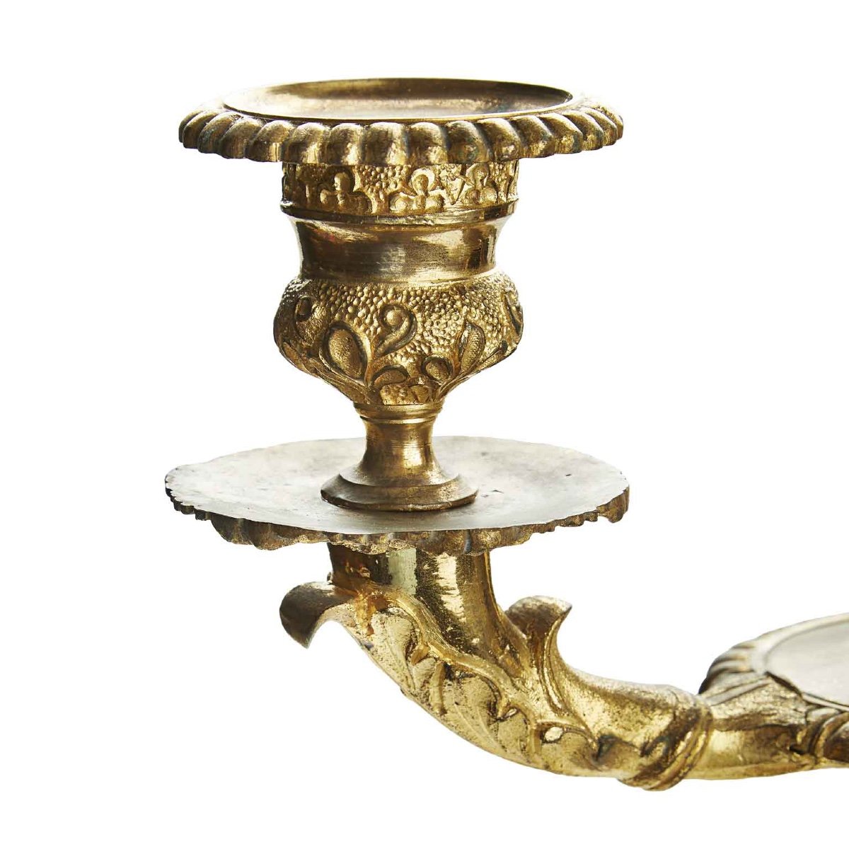 Coppia di Candelabri a Tre Fiamme Impero in Bronzo Dorato 1800-photo-3