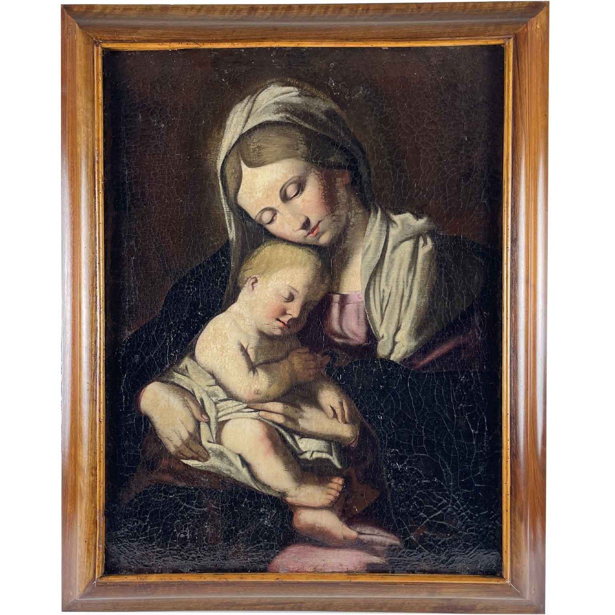 Madonna Con Bambino Dipinto Italiano Fine XVII Secolo