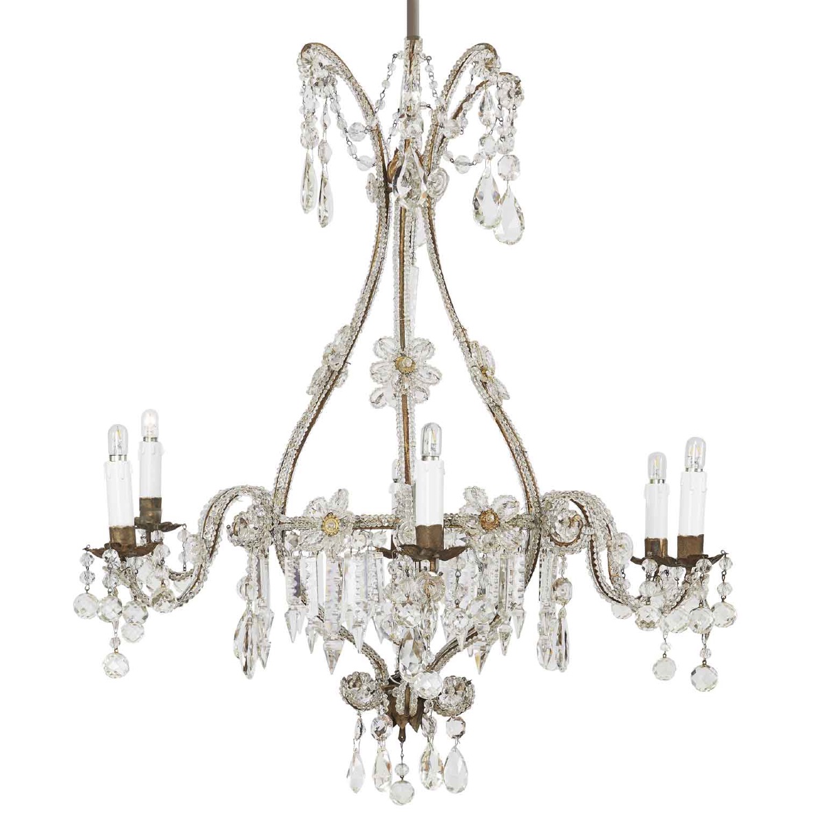 Lampadario con Perline di Cristallo primi 1900-photo-3