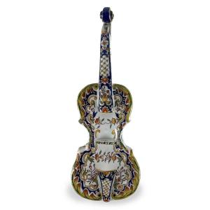 Violino In Ceramica Decoro Rouen 1800