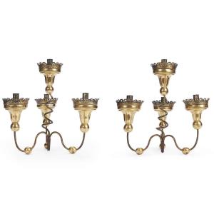 Coppia di Candelabri da Tavolo a Quattro Bracci 1700