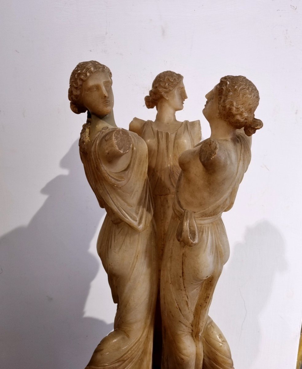 Le Tre Grazie, scultura Neoclassica in alabastro,Grand Tour-photo-2