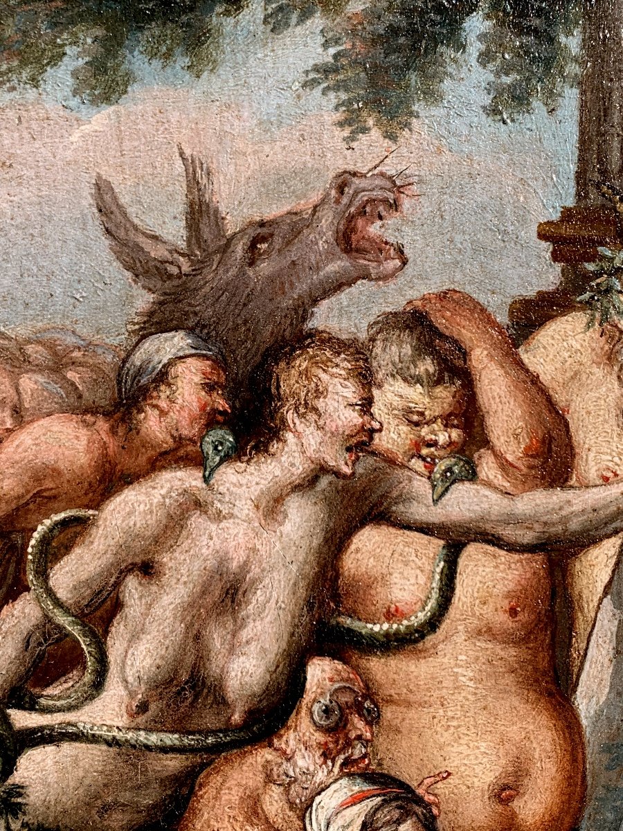 Allegoria della pittura. Olio su tela 39x26. Scuola fiamminga del XVII secolo.-photo-4