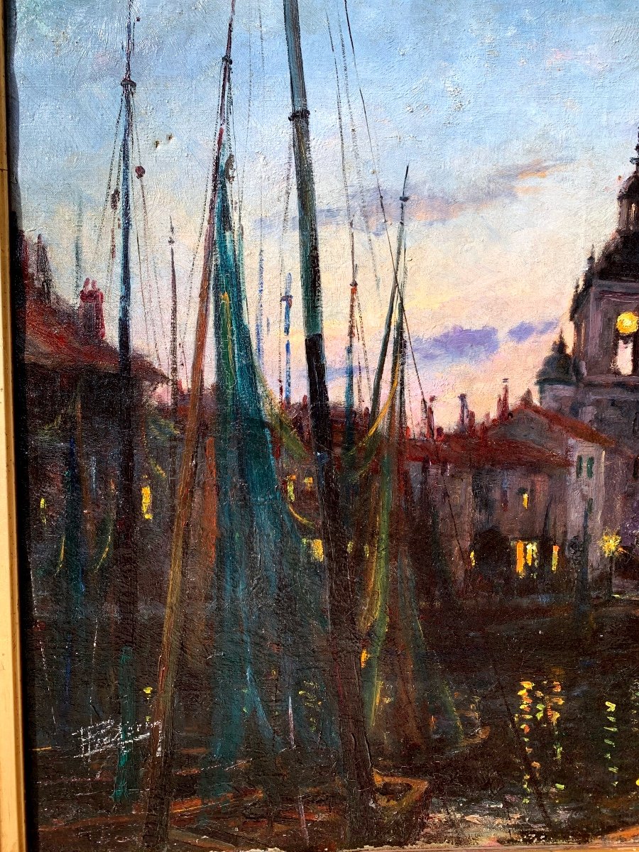 Veduta del Porto di La Rochelle. Olio su tela 65x54 fine 800. -photo-4