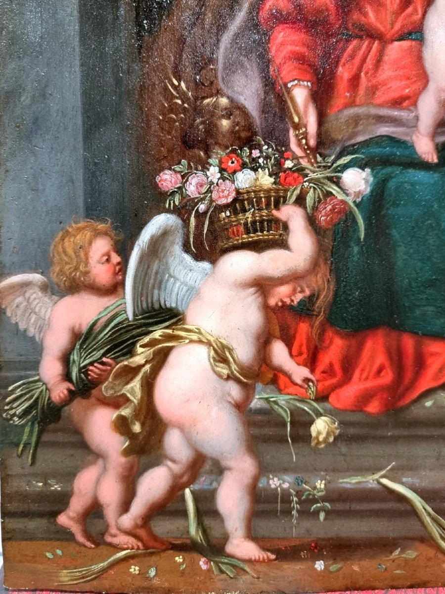 Matrimonio mistico di santa Caterina. Olio su rame. Willem van Herp 1614-1677)-photo-2