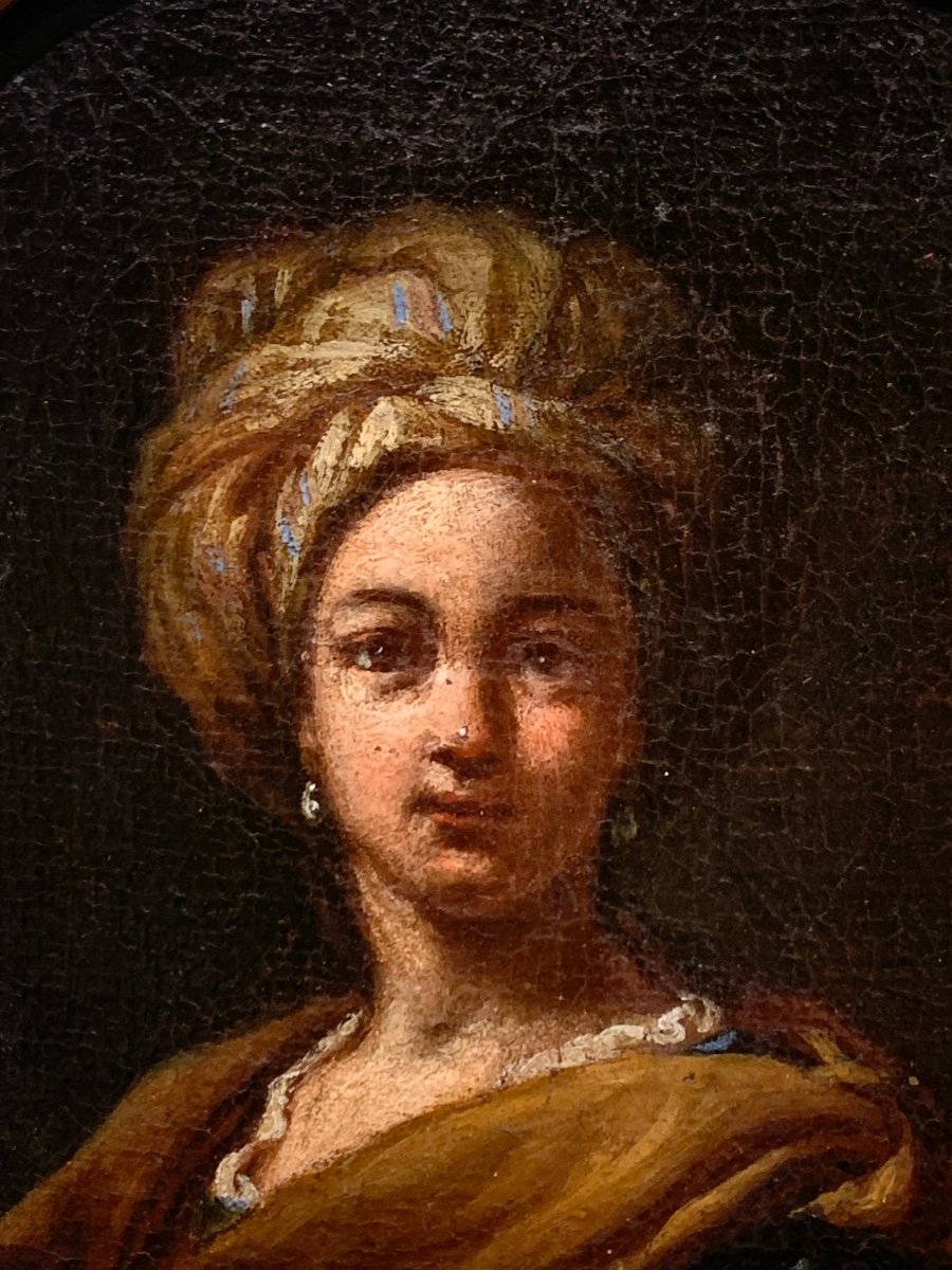 Ritratto di sibille. Olio su tela 16x13. Scuola Emiliana del XVII secolo.-photo-3