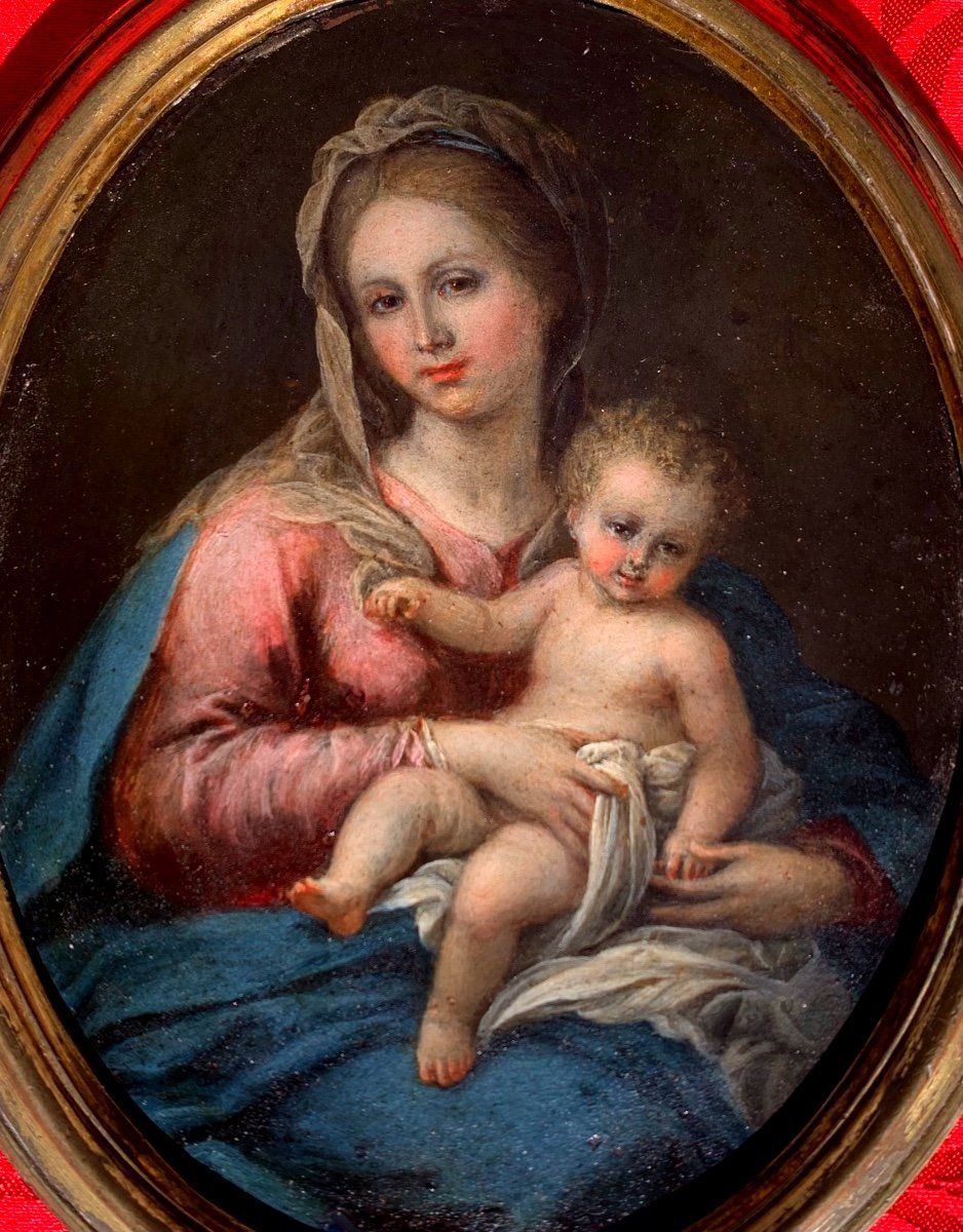 Madonna con Bambino. Olio su rame 16x12. Scuola italiana fine ‘600-photo-3