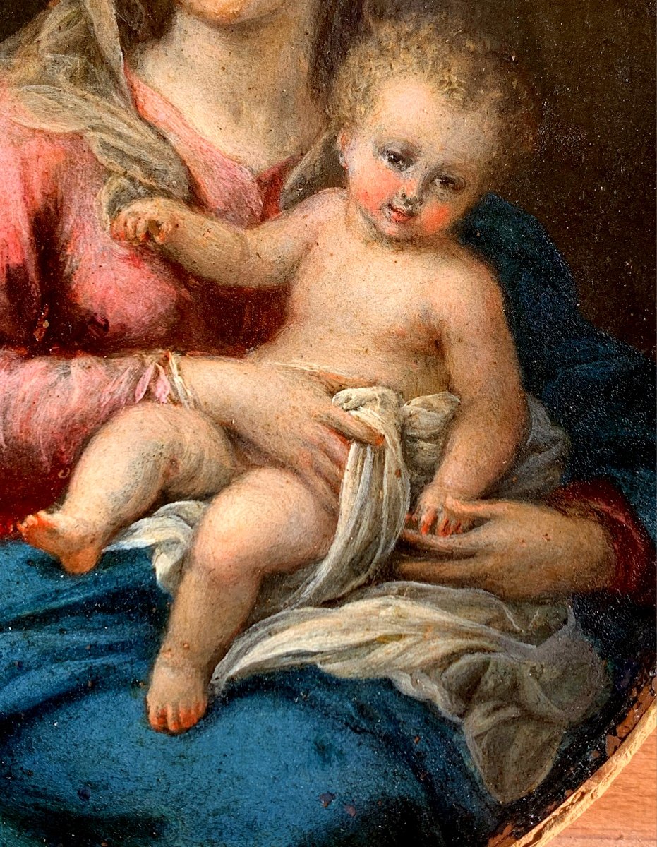 Madonna con Bambino. Olio su rame 16x12. Scuola italiana fine ‘600-photo-1