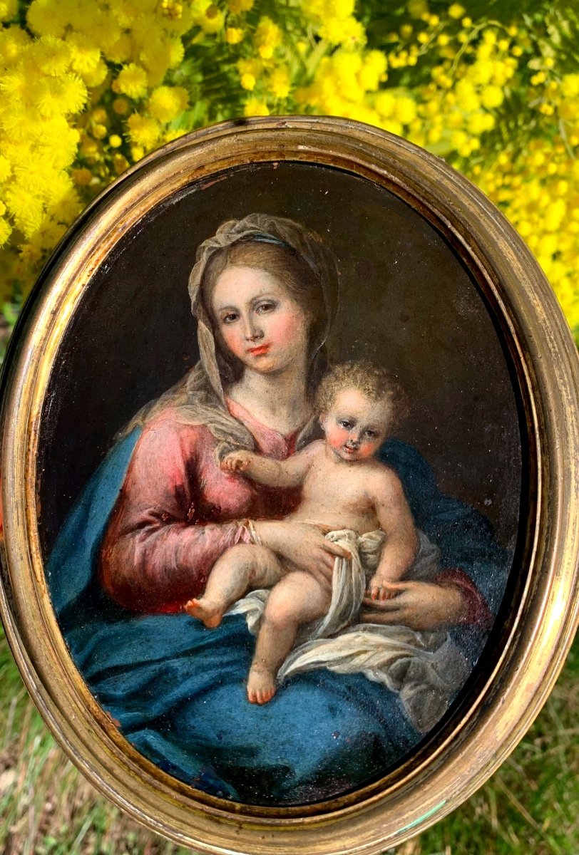 Madonna con Bambino. Olio su rame 16x12. Scuola italiana fine ‘600-photo-5