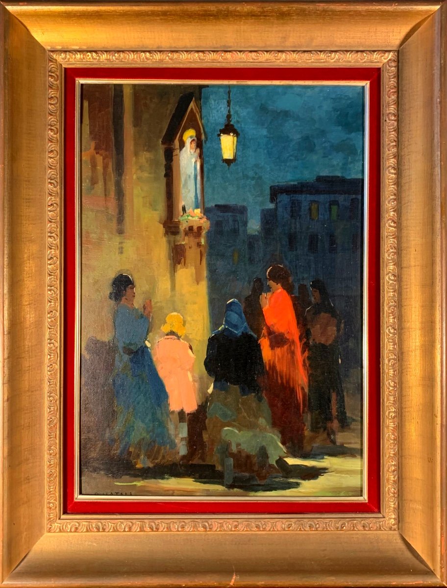 Renato Natali .1883-1979,” Preghiera” olio su pannello 35x50. -photo-2