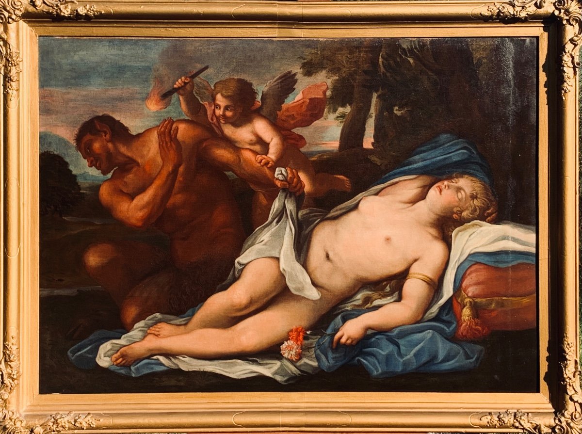 Venus,satyre Et Cupidon. HST, 76x105.Antonio  Balestra 1666-1740.. -photo-2