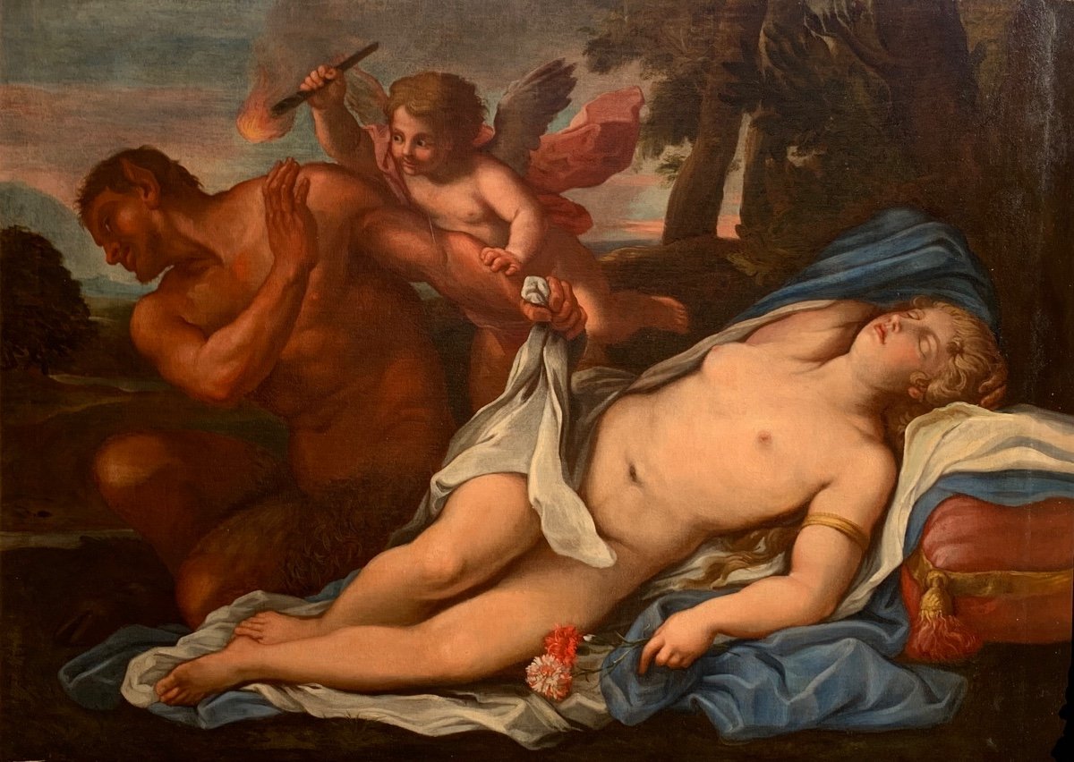 Venus,satyre Et Cupidon. HST, 76x105.Antonio  Balestra 1666-1740.. 