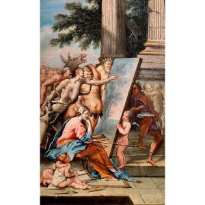 Allegoria della pittura. Olio su tela 39x26. Scuola fiamminga del XVII secolo.