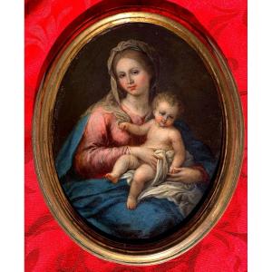 Madonna con Bambino. Olio su rame 16x12. Scuola italiana fine ‘600