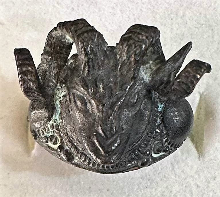 Baphomet - anello templare in bronzo rappresentante la testa del caprone-photo-2