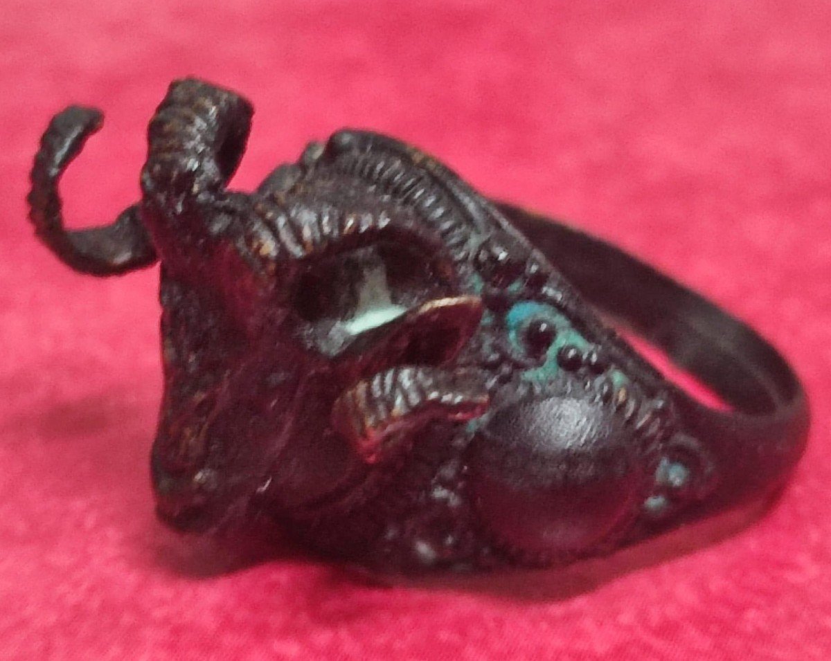 Baphomet - anello templare in bronzo rappresentante la testa del caprone-photo-4