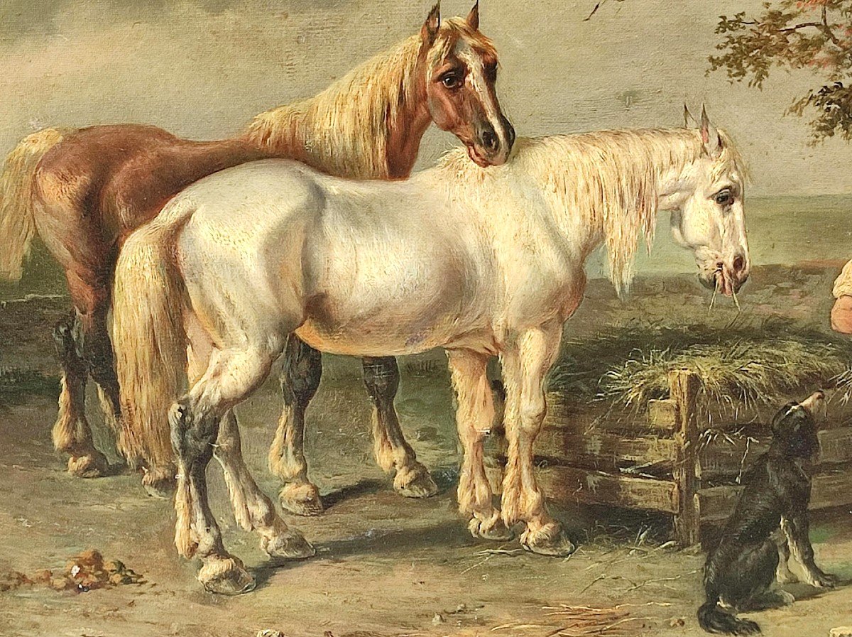 'Il Guardiano dei Cavalli' olio su tela firmato Louis Claude Malebrance  ( Caen 1790-1838)-photo-2