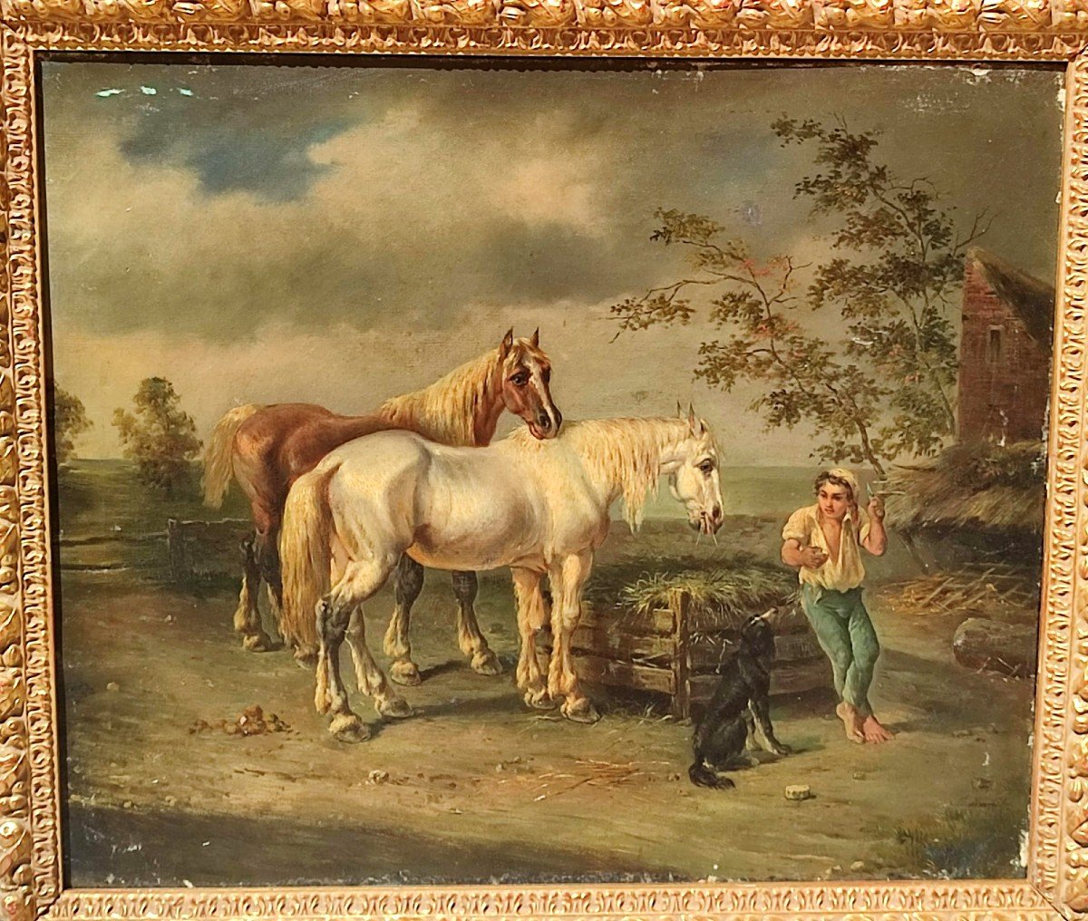 'Il Guardiano dei Cavalli' olio su tela firmato Louis Claude Malebrance  ( Caen 1790-1838)-photo-4