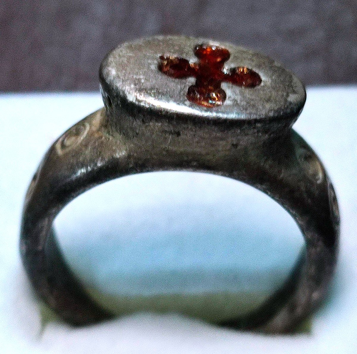 Anello di Cavaliere Templare in argento con smalto rosso -photo-3