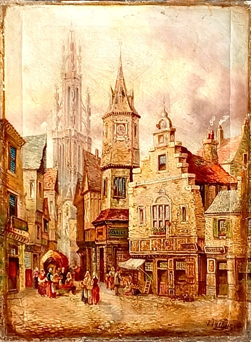 Mercato sotto la cattedrale . Jacob Jacobson 1840 circa.