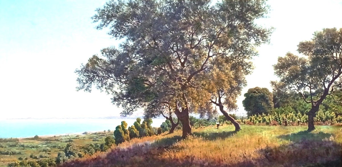 Francesco Lo Jacono 'La Campagna sul golfo di Termini Imerese' cm 75x150-photo-2