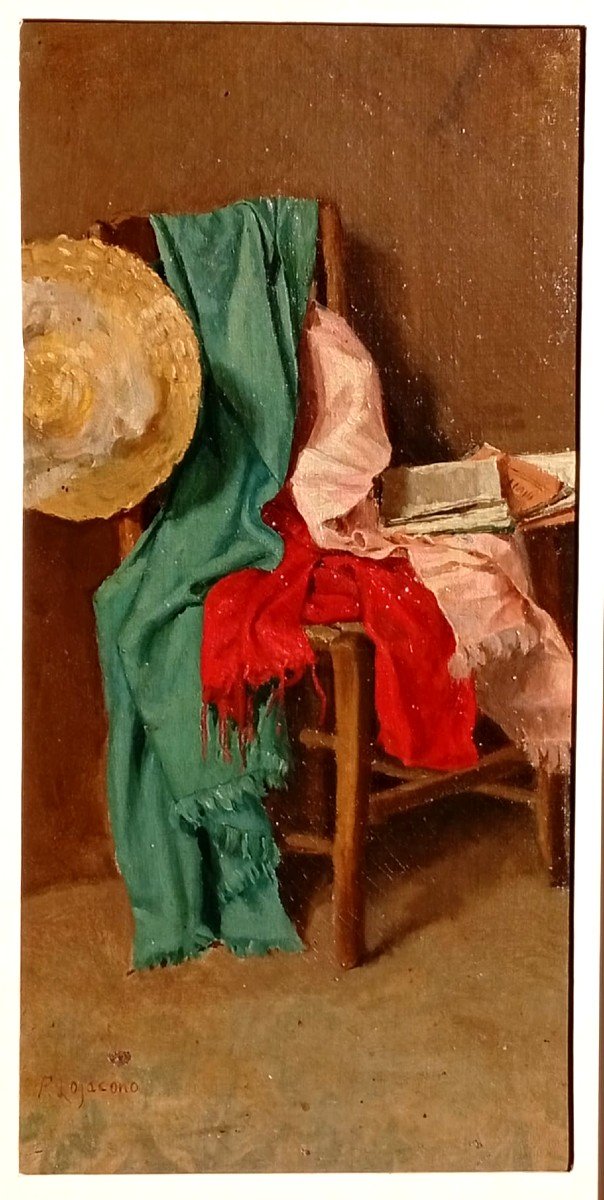 Francesco Lo Jacono 'Nello Studio del Pittore' Olio su tela del periodo fiorentino  (1860 c.)-photo-2