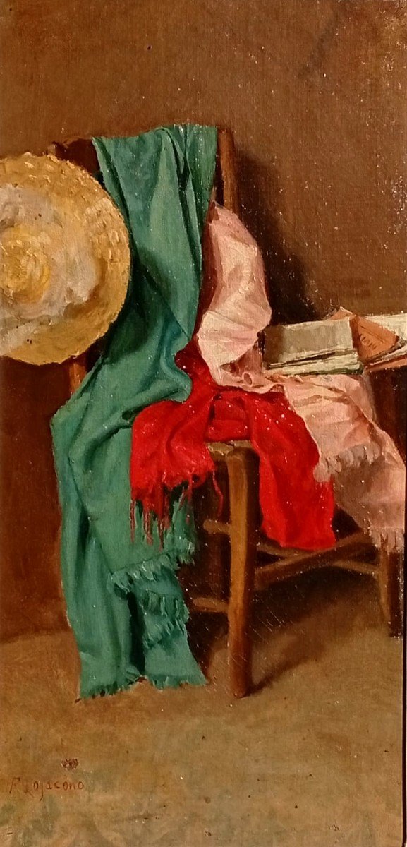 Francesco Lo Jacono 'Nello Studio del Pittore' Olio su tela del periodo fiorentino  (1860 c.)