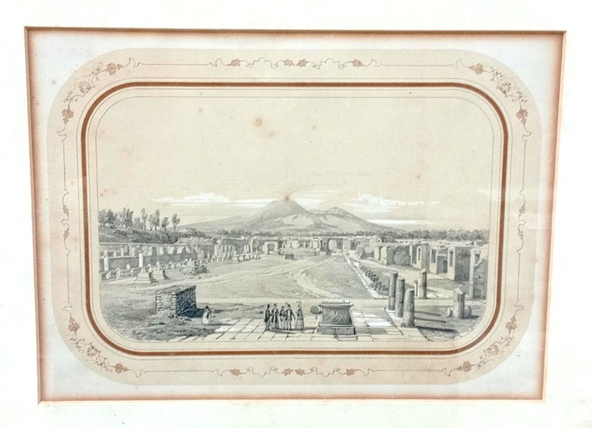 Ercole Gigante (Attr) Pompei durante il Gran Tour- Napoli 1820-30