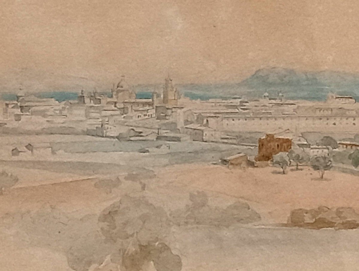 Edward Lear  'Palermo e la Conca d'Oro' Veduta a volo d'uccello acquarello e matita. (1847)-photo-2