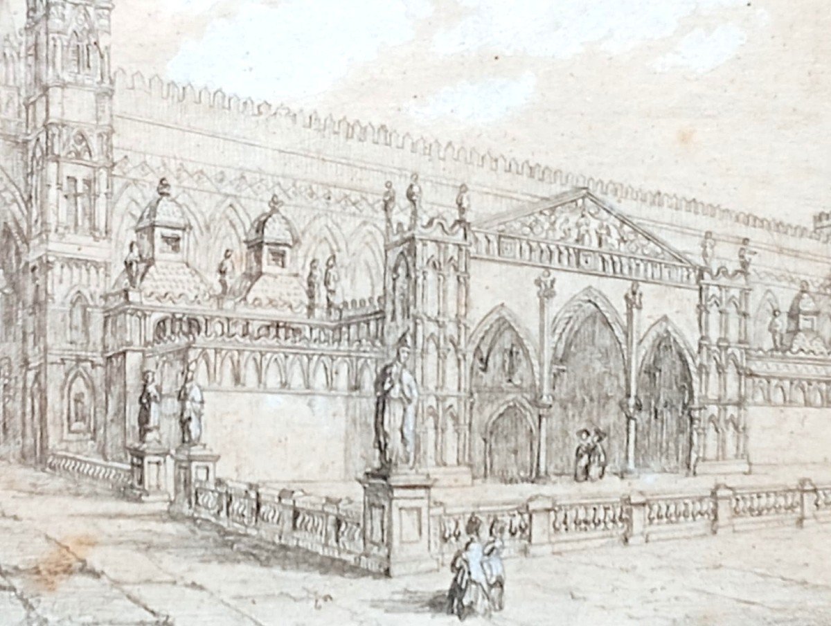 W.L.Leitch (1804-1883) 'La Cattedrale di Palermo' -W.L:L: fu Drawing Master della Reg. Vittoria-photo-2