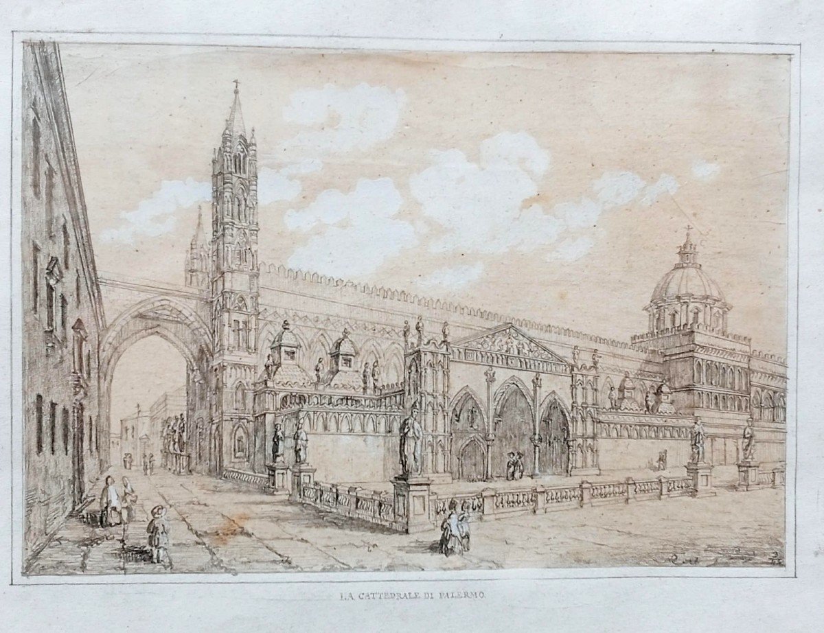 W.L.Leitch (1804-1883) 'La Cattedrale di Palermo' -W.L:L: fu Drawing Master della Reg. Vittoria