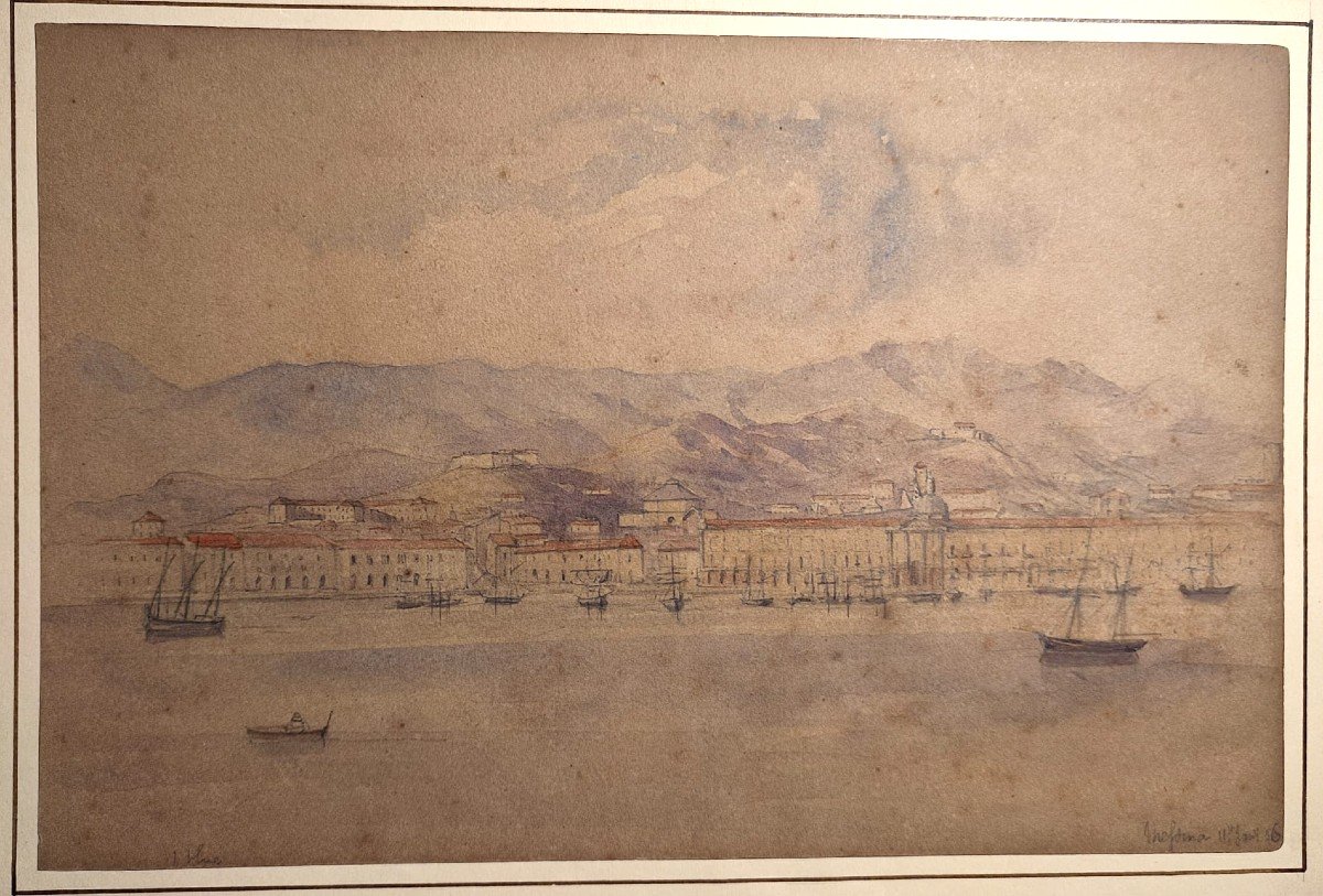 Edward Lear-  Il Golfo di Messina ritratto dal famoso pittore e poeta inglese nel 1856