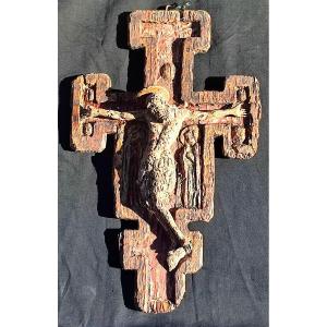 Croce lignea scolpita e dipinta sec XII-XIII