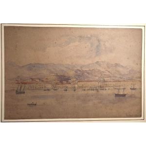 Edward Lear-  Il Golfo di Messina ritratto dal famoso pittore e poeta inglese nel 1856