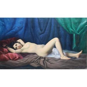 Luigi Bianchi Milano 1827-1914 'La Modella nuda tra stoffe colorate' 