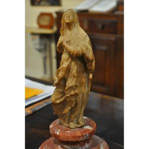 Scultura in alabastro Madonna Sicilia sec. XVIII Altezza cm 27,5