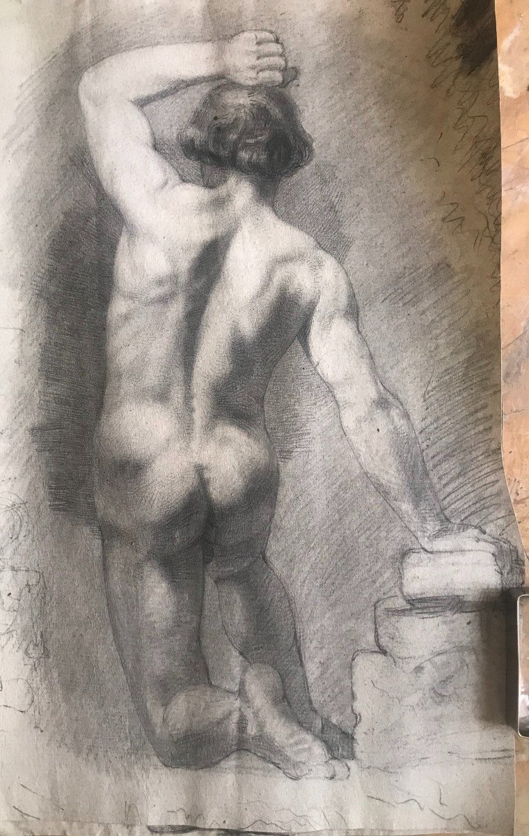 Disegno di Accademico - 1790 -1810 Academia nudo maschile - Italia  academie Francia - -photo-2