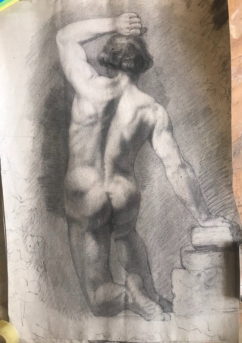 Disegno di Accademico - 1790 -1810 Academia nudo maschile - Italia  academie Francia - 